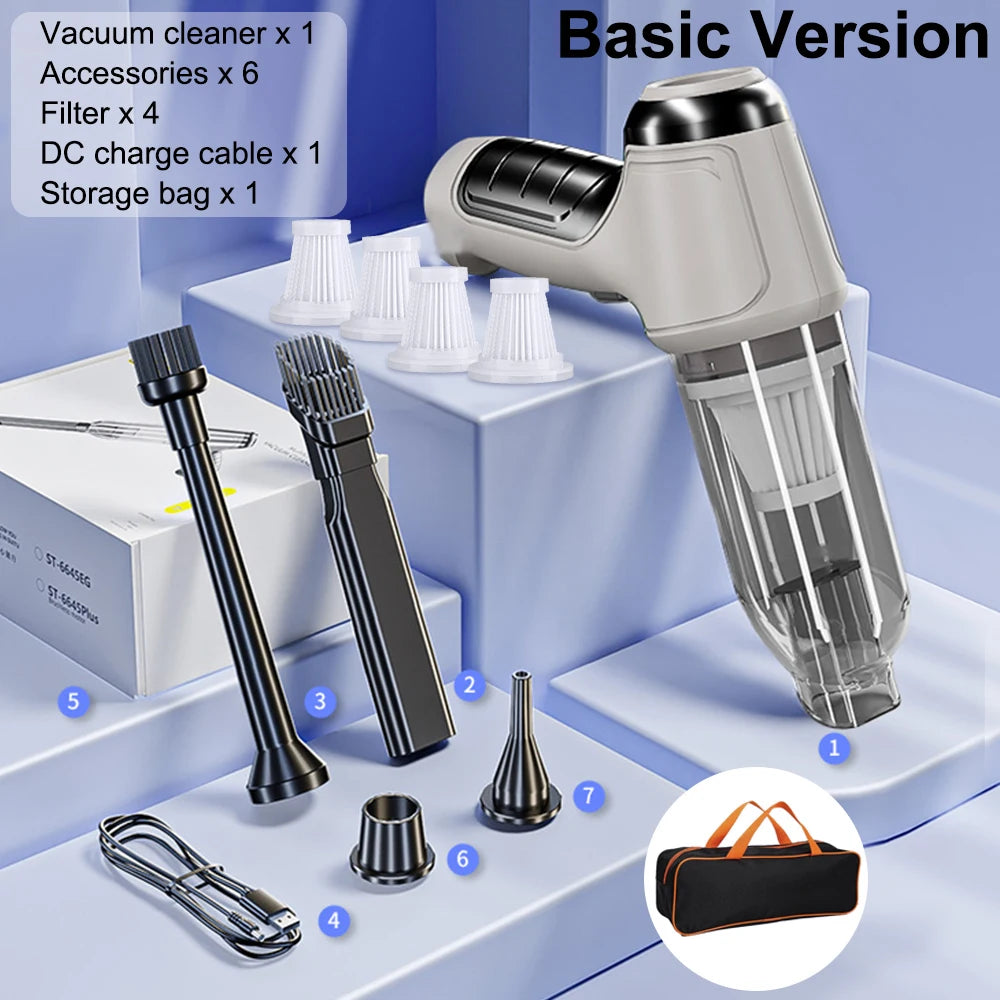 Aspirateur portable sans fil pour voiture et maison, mini nettoyeur, souffleur haute puissance, aspiration de bain, 95000PA