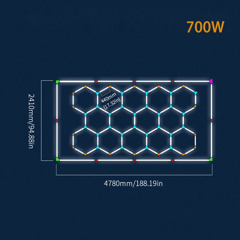 Hexagon LED lighting  Ceiling Light Honeycomb Tub for Garage Barbecue Shop Barbershop Gym Car Detailing Showroom 4S Workshop