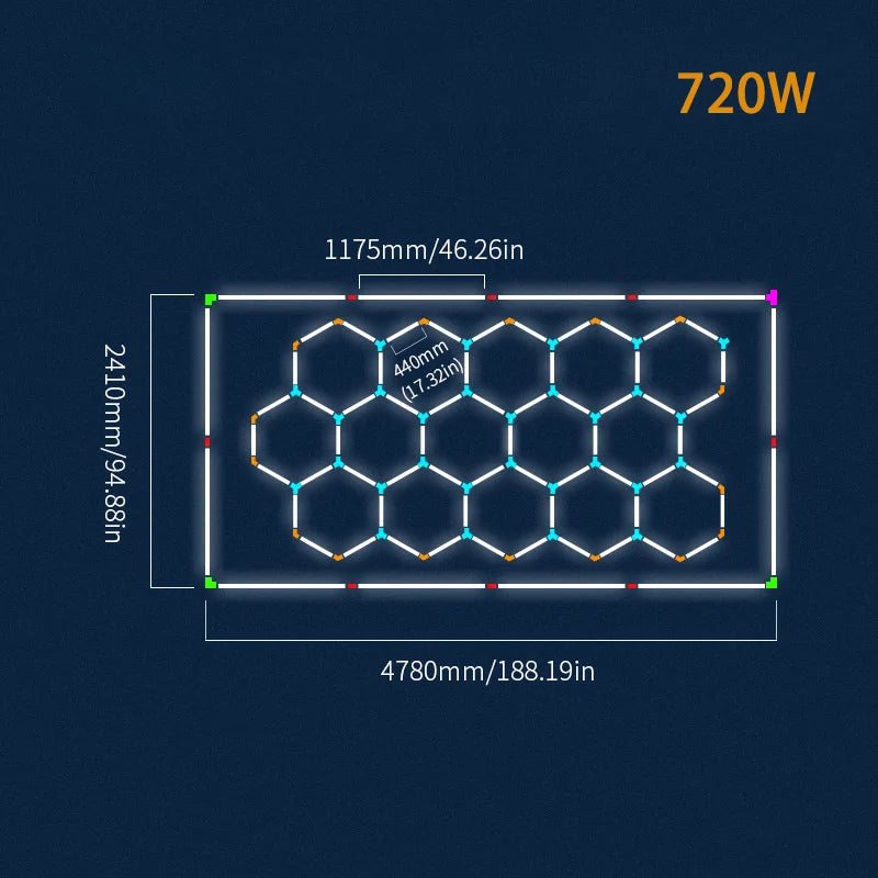 Hexagon LED lighting  Ceiling Light Honeycomb Tub for Garage Barbecue Shop Barbershop Gym Car Detailing Showroom 4S Workshop