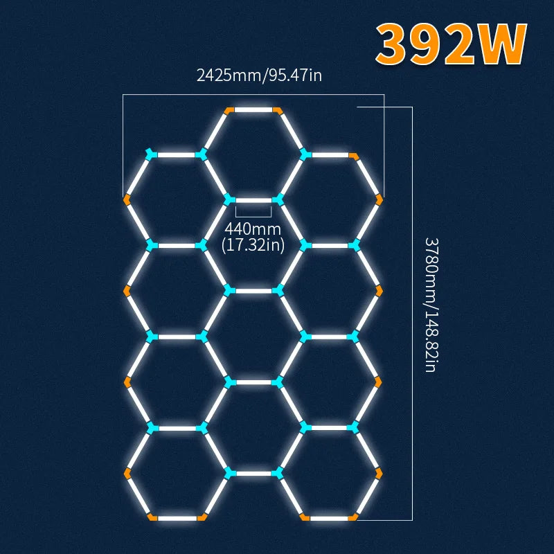 Hexagon LED lighting  Ceiling Light Honeycomb Tub for Garage Barbecue Shop Barbershop Gym Car Detailing Showroom 4S Workshop