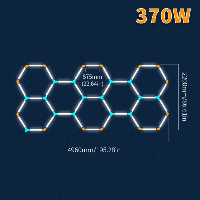 Hexagon LED lighting  Ceiling Light Honeycomb Tub for Garage Barbecue Shop Barbershop Gym Car Detailing Showroom 4S Workshop