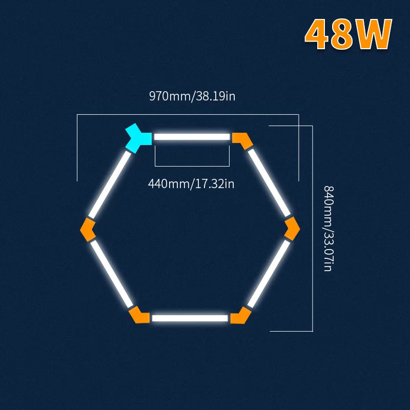Hexagon LED lighting  Ceiling Light Honeycomb Tub for Garage Barbecue Shop Barbershop Gym Car Detailing Showroom 4S Workshop