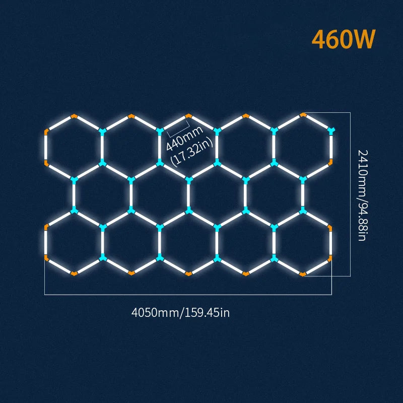 Hexagon LED lighting  Ceiling Light Honeycomb Tub for Garage Barbecue Shop Barbershop Gym Car Detailing Showroom 4S Workshop
