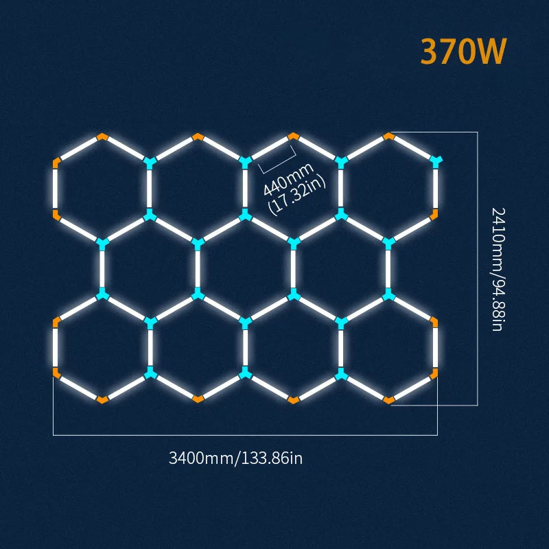 Hexagon LED lighting  Ceiling Light Honeycomb Tub for Garage Barbecue Shop Barbershop Gym Car Detailing Showroom 4S Workshop