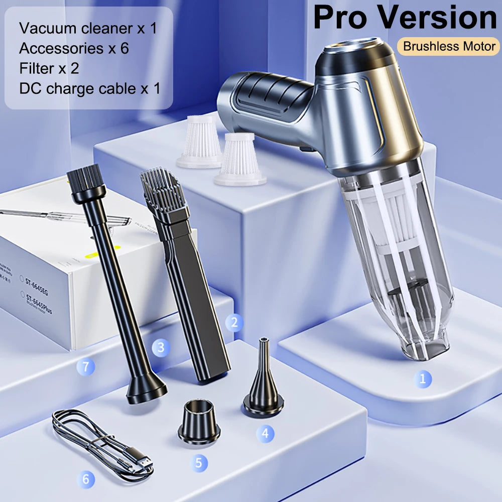 Aspirateur portable sans fil pour voiture et maison, mini nettoyeur, souffleur haute puissance, aspiration de bain, 95000PA