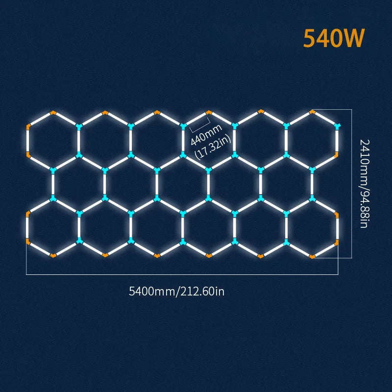 Hexagon LED lighting  Ceiling Light Honeycomb Tub for Garage Barbecue Shop Barbershop Gym Car Detailing Showroom 4S Workshop