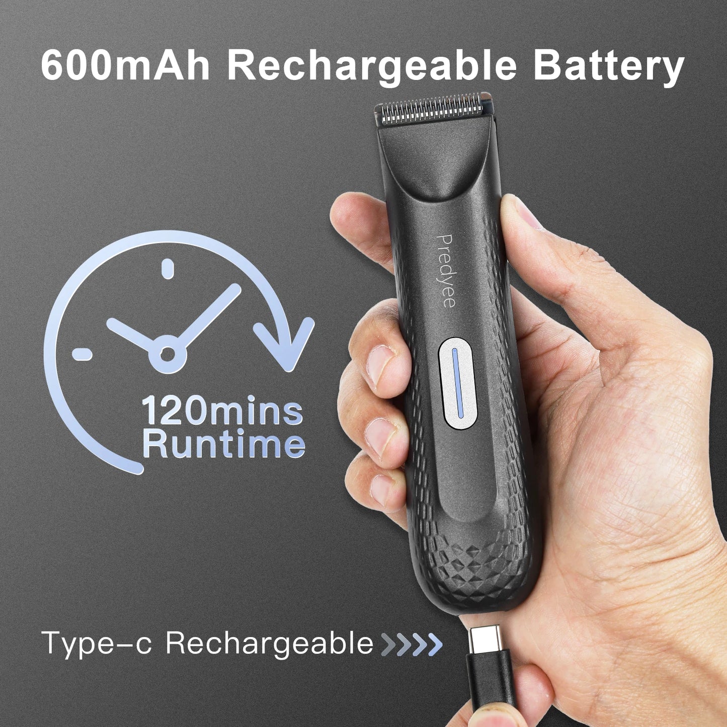 Tondeuse électrique pour poils d'aine des hommes : toiletteuse corporelle polyvalente et tondeuse pubienne étanche avec lame en céramique remplaçable