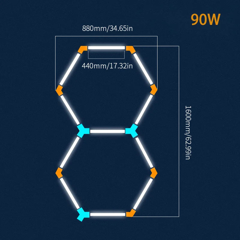 Hexagon LED lighting  Ceiling Light Honeycomb Tub for Garage Barbecue Shop Barbershop Gym Car Detailing Showroom 4S Workshop