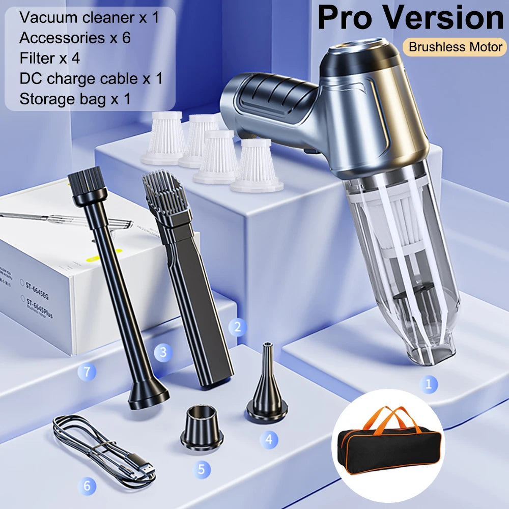 Aspirateur portable sans fil pour voiture et maison, mini nettoyeur, souffleur haute puissance, aspiration de bain, 95000PA