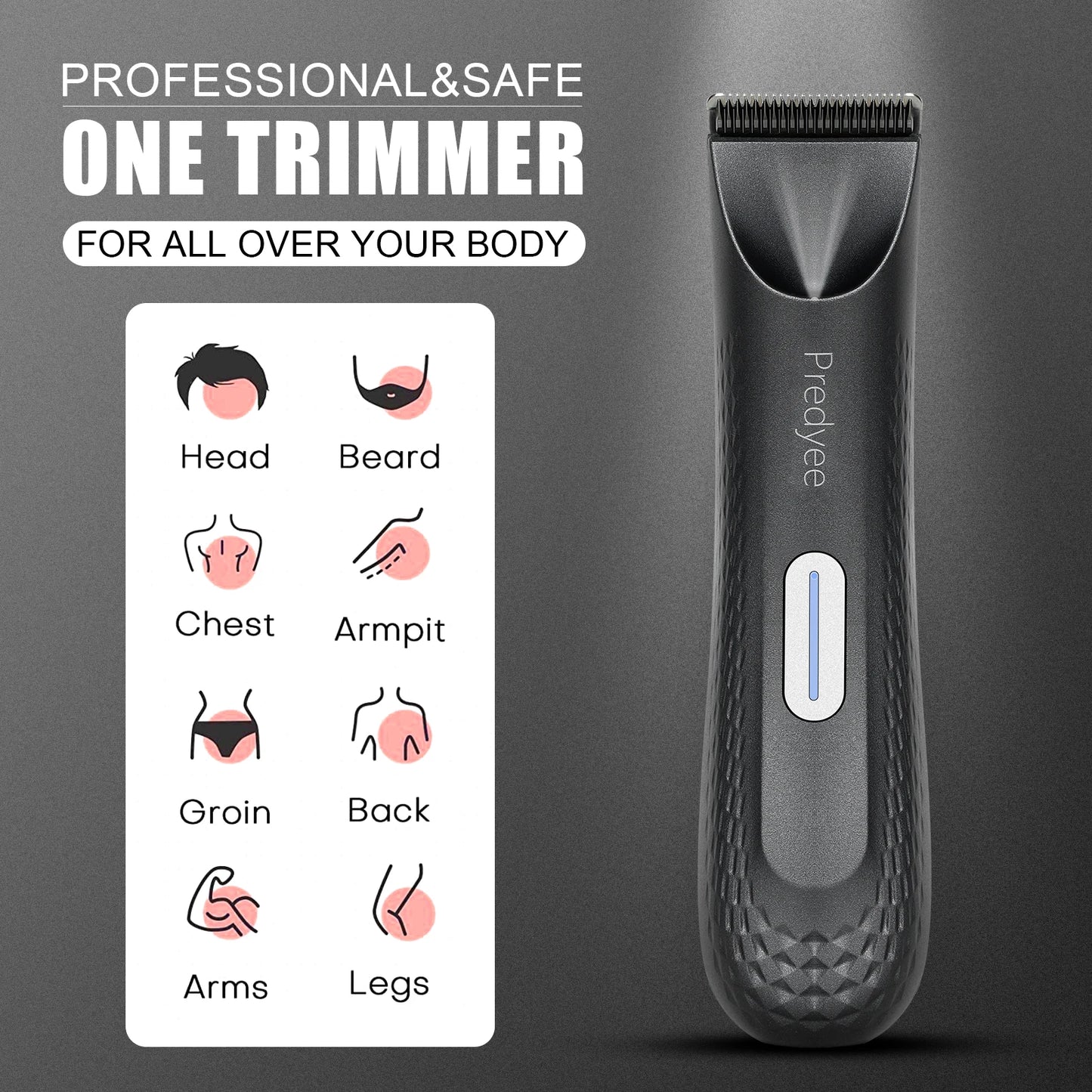 Tondeuse électrique pour poils d'aine des hommes : toiletteuse corporelle polyvalente et tondeuse pubienne étanche avec lame en céramique remplaçable