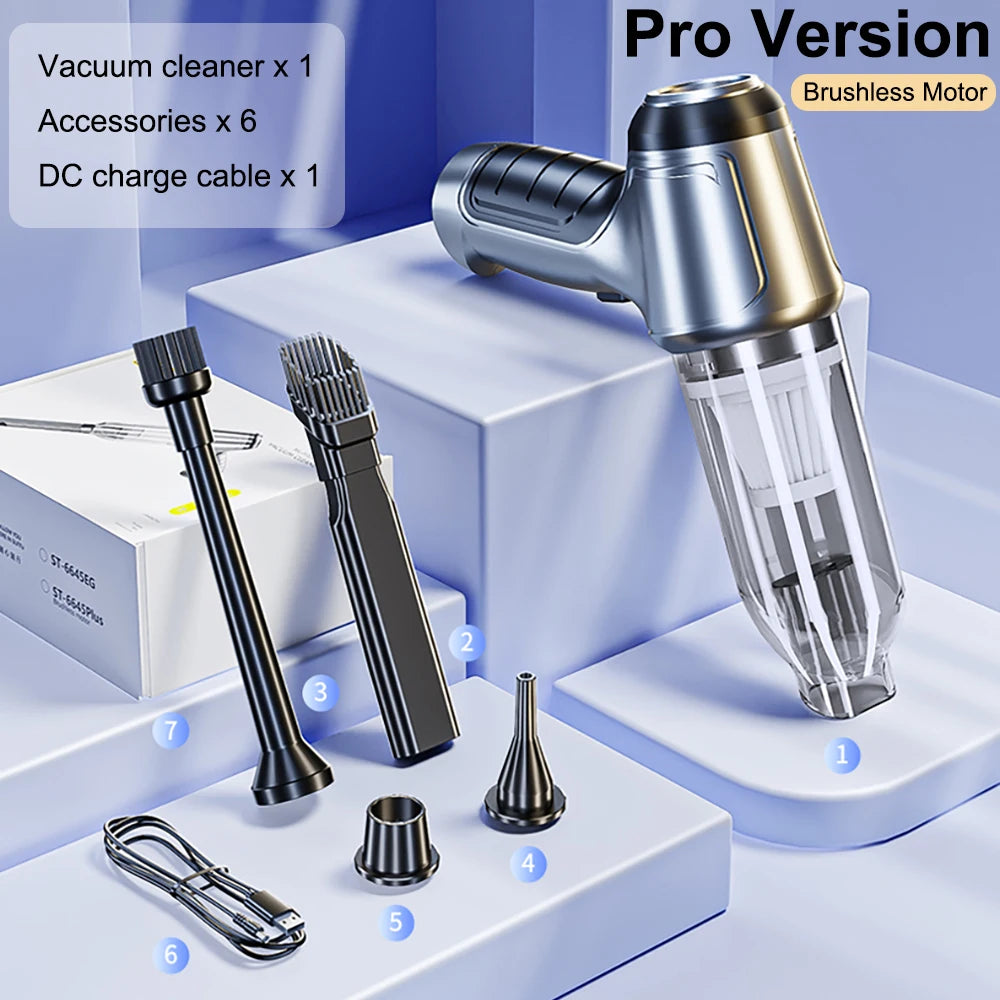 Aspirateur portable sans fil pour voiture et maison, mini nettoyeur, souffleur haute puissance, aspiration de bain, 95000PA