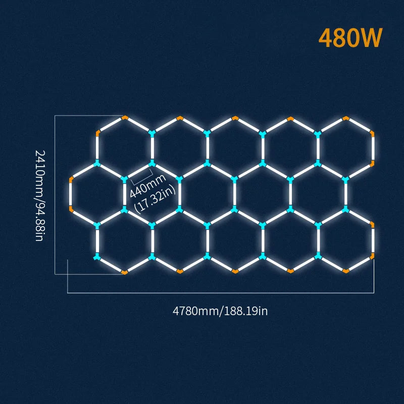 Hexagon LED lighting  Ceiling Light Honeycomb Tub for Garage Barbecue Shop Barbershop Gym Car Detailing Showroom 4S Workshop