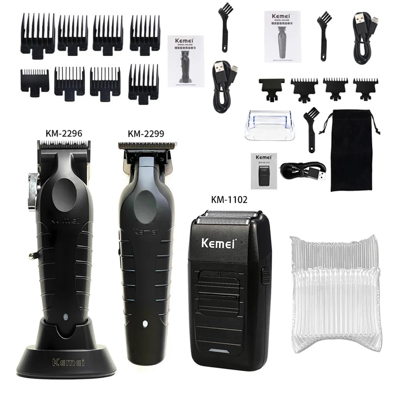 Kemei KM-2296 KM-2299 KM-1102 Kit de tondeuse à cheveux rasoir électrique pour hommes tondeuse à cheveux Machine de coupe de cheveux professionnelle