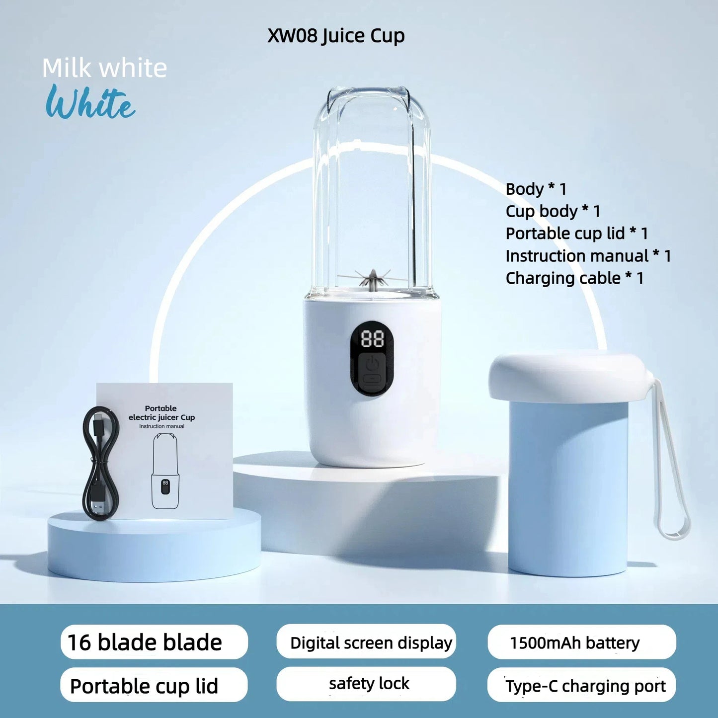 Mélangeur de fruits électrique portable Ju479, chargement USB, citron, orange, tasse de jus, SmUnvétérans wn ie, 2 tasses, 400ml