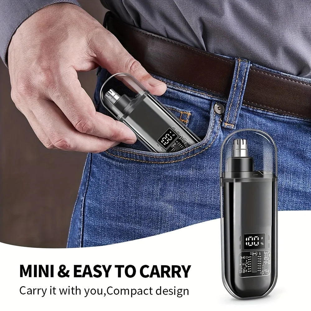 Convient aux hommes, tondeuse à cheveux électrique portable pour le nez et les oreilles avec chargement USB, mini design compact, charge rapide