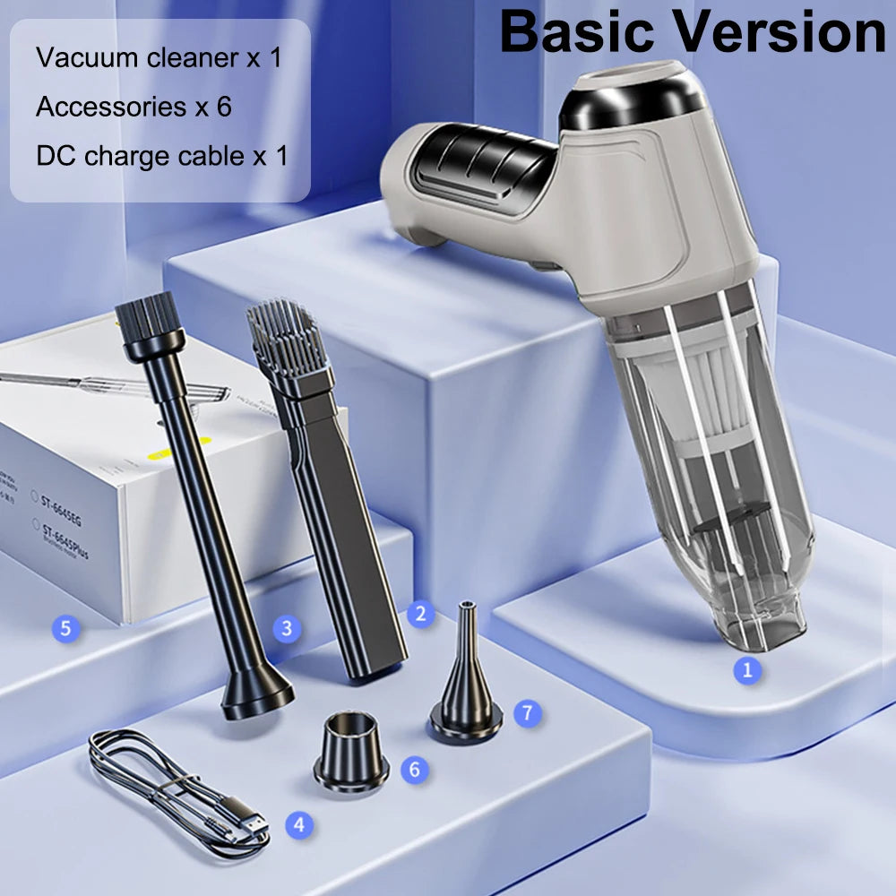 Aspirateur portable sans fil pour voiture et maison, mini nettoyeur, souffleur haute puissance, aspiration de bain, 95000PA