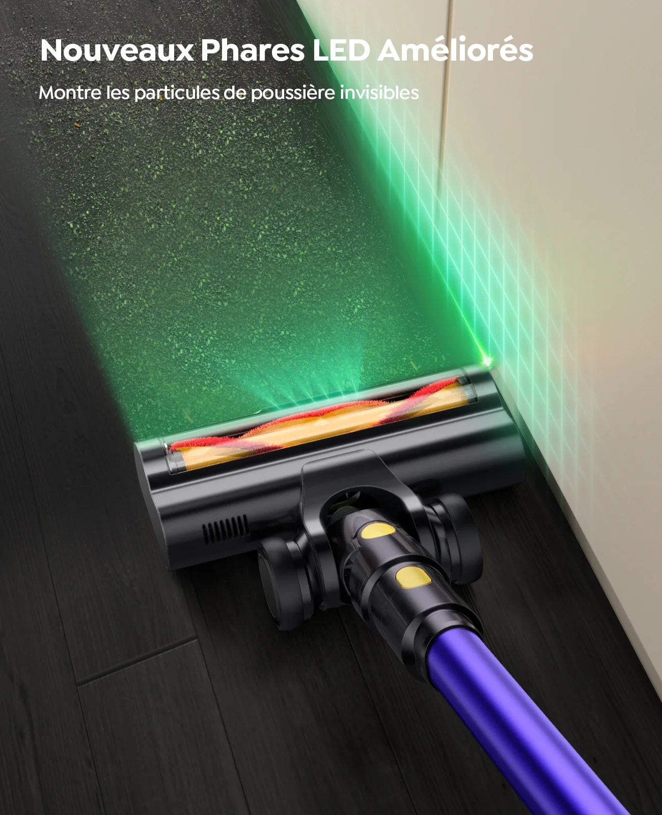 Laresar X11-Aspirateur sans fil 550W, puissance d'aspiration 55000PA, godet à poussière pour maison intelligente, autonomie de 60 minutes, jeu de filtres 3 pièces